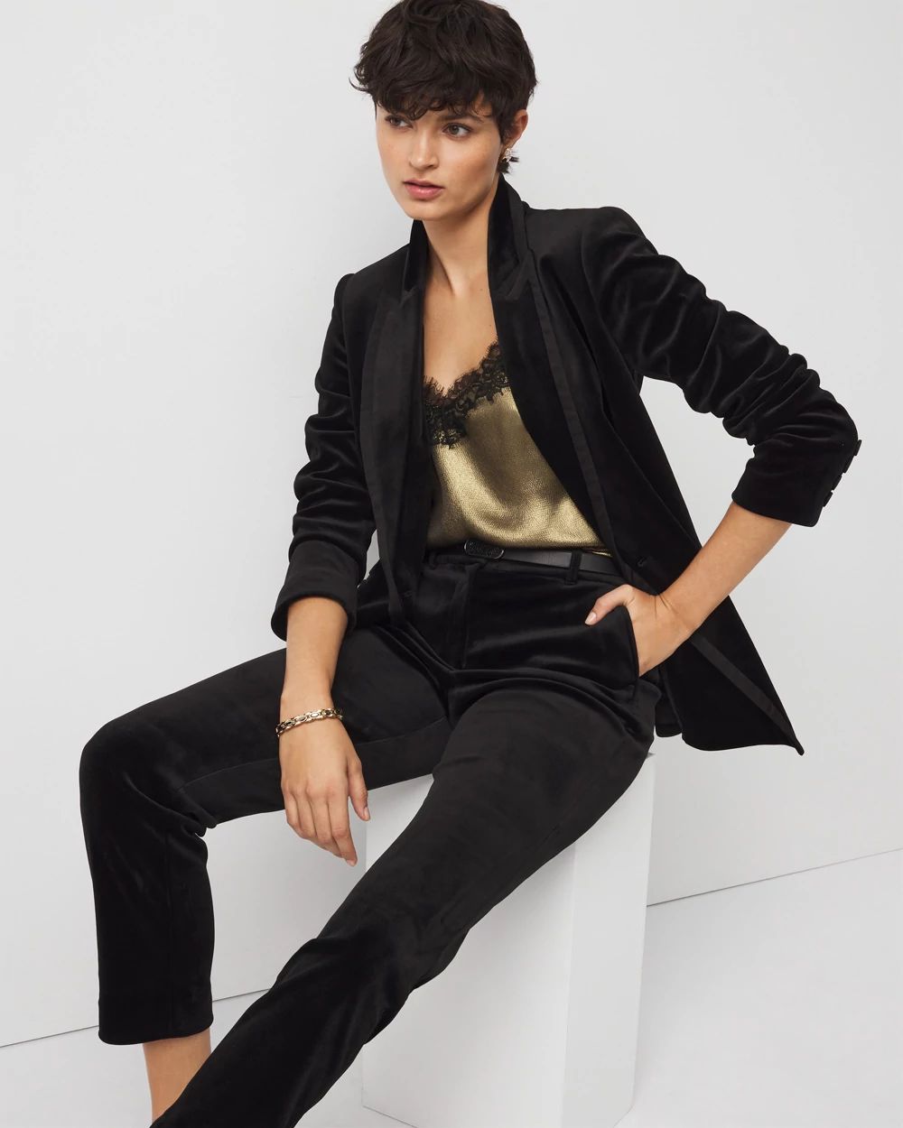 Elle Velvet Slim Ankle Pant | White House Black Market